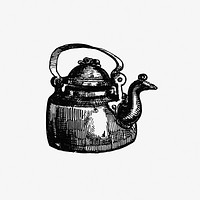 Vintage European style kettle engraving from Frost and Fire. Natural engines, tool-marks and chips. With sketches taken at home and abroad by <a href="https://www.rawpixel.com/search/John%20Francis%20Campbell?sort=curated&amp;page=1">John Francis Campbell</a> (1865). Original from the British Library. Digitally enhanced by rawpixel.