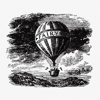 Vintage hot air balloon illustration from Fairy Mary&#39;s Dream by <a href="https://www.rawpixel.com/search/A.F.L?sort=curated&amp;page=1">A.F.L</a> (1870). Original from the British Library. Digitally enhanced by rawpixel.