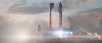 Artist Illustration of Interplanetary Transport System (2016). Original from Official SpaceX Photos. Digitally enhanced by rawpixel.