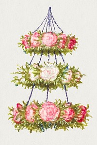 Vintage hanging flower ceiling decorative illustration
