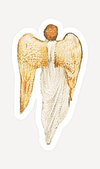 Vintage angel illustration sticker with white border