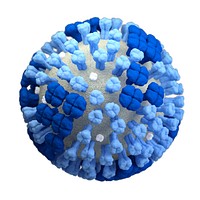 Influenza virus illustration in semi- transparent blue. Original image sourced from US Government department: Public Health Image Library, <a href="https://www.rawpixel.com/search/cdc?sort=curated&amp;page=1">Centers for Disease Control and Prevention</a>. Under US law this image is copyright free, please credit the government department whenever you can&rdquo;.