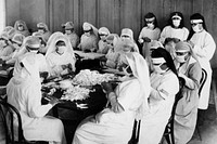 Volunteer caregivers from The American red cross during flu epidemic (1918). Original image from Oakland Public Library. Digitally enhanced by rawpixel. 