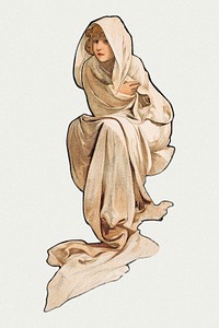 Art nouveau lady psd, remixed from the artworks of <a href="https://www.rawpixel.com/search/Alphonse%20Maria%20Mucha?sort=curated&amp;page=1">Alphonse Maria Mucha</a>