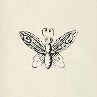 Moth icon from L'ornement Polychrome (1888) by Albert Racinet (1825&ndash;1893). Digitally enhanced from our own original 1888 edition.