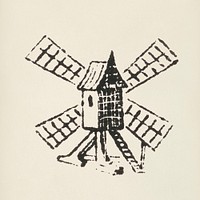 Windmill icon from L&#39;ornement Polychrome (1888) by <a href="https://www.rawpixel.com/search/Albert%20Racinet?&amp;page=1">Albert Racinet</a> (1825&ndash;1893). Digitally enhanced from our own original 1888 edition.