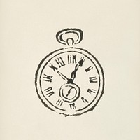 Pocket clock icon from L&#39;ornement Polychrome (1888) by <a href="https://www.rawpixel.com/search/Albert%20Racinet?&amp;page=1">Albert Racine</a>t (1825&ndash;1893). Digitally enhanced from our own original 1888 edition.