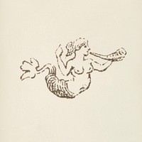 Mermaid icon from L'ornement Polychrome (1888) by Albert Racinet (1825&ndash;1893). Digitally enhanced from our own original 1888 edition.