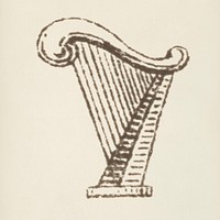 Harp icon from L&#39;ornement Polychrome (1888) by <a href="https://www.rawpixel.com/search/Albert%20Racinet?&amp;page=1">Albert Racinet</a> (1825&ndash;1893). Digitally enhanced from our own original 1888 edition.