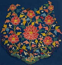 Chinese embroidery from a Cloud Collar: Ocean, Rocks, and Peonies in high resolution during the Yuan dynasty (1271-1368)&ndash;early Ming dynasty (1368&ndash;1644). Original from The Cleveland Museum of Art. Digitally enhanced by rawpixel.