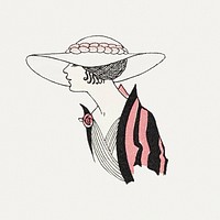 Beautiful woman psd 19th century fashion, remix from artworks by George Barbier