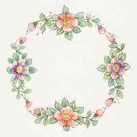 Vintage floral frame psd, remixed from Noritake factory china porcelain tableware design