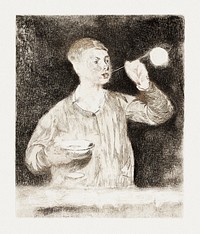 Boy Blowing Soap Bubbles (late 1868 to early 1869) print in high resolution by édouard Manet. Original from The Art Institute of Chicago. Digitally enhanced by rawpixel.