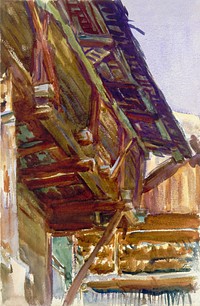 Chalet (1912) by<a href="https://www.rawpixel.com/search/John%20Singer%20Sargent?sort=curated&amp;page=1&amp;topic_group=_my_topics"> John Singer Sargent</a>. Original from The MET Museum. Digitally enhanced by rawpixel.