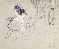 Madame Thad&eacute;e Natanson (Misia Godebska, 1872&ndash;1950) at the Theater (1895) painting in high resolution by Henri de Toulouse&ndash;Lautrec. Original from The MET Museum. Digitally enhanced by rawpixel.