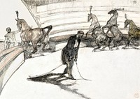 At the Circus: Free Horses (1899) drawing in high resolution by <a href="https://www.rawpixel.com/search/Henri%20de%20Toulouse-Lautrec?sort=curated&amp;page=1&amp;topic_group=_my_topics">Henri de Toulouse&ndash;Lautrec</a>. Original from The Walters Art Museum. Digitally enhanced by rawpixel.