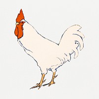 Vintage chicken art print, remixed from artworks by Edward Penfield