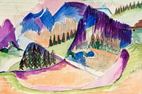 Mountain Landscape (ca.1923&ndash;1926) painting in high resolution by <a href="https://www.rawpixel.com/search/Ernst%20Ludwig%20Kirchner?sort=curated&amp;page=1&amp;topic_group=_my_topics">Ernst Ludwig Kirchner</a>. Original from The Detroit Institute of Arts. Digitally enhanced by rawpixel.