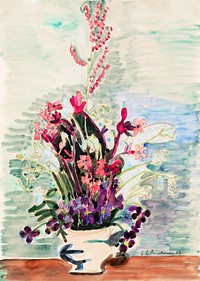 Vase of Flowers (1929) painting in high resolution by Ernst Ludwig Kirchner. Original from The Detroit Institute of Arts. Digitally enhanced by rawpixel.