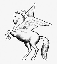 Pegasus psd vintage drawing, remixed from artworks from Leo Gestel