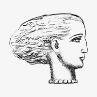 Woman’s head psd vintage drawing, remixed from artworks from Leo Gestel