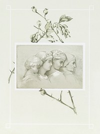 Christmas and New Year cards depicting profiles of four women from The Miriam and Ira D. Wallach Division of Art, Prints and Photographs: Picture Collection published by <a href="https://www.rawpixel.com/search/L.%20Prang%20%26%20Co?sort=curated&amp;page=1">L. Prang &amp; Co</a>. Original from the New York Public Library. Digitally enhanced by rawpixel.