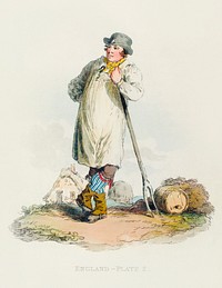 Illustration of a farmer's boy from Picturesque Representations of the Dress and Manners of the English(1814) by William Alexander (1767-1816). Original from The New York Public Library. Digitally enhanced by rawpixel.