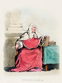 Illustration of a judge from Picturesque Representations of the Dress and Manners of the English(1814) by <a href="https://www.rawpixel.com/search/William%20Alexander?&amp;page=1">William Alexander</a> (1767-1816). Original from New York public library. Digitally enhanced by rawpixel.