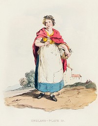 Illustration of a match-girl from Picturesque Representations of the Dress and Manners of the English(1814) by <a href="https://www.rawpixel.com/search/William%20Alexander?&amp;page=1">William Alexander</a> (1767-1816). Original from The New York Public Library. Digitally enhanced by rawpixel.