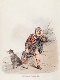 Illustration of a highland shepherd from Picturesque Representations of the Dress and Manners of the English(1814) by William Alexander (1767-1816). Original from The New York Public Library. Digitally enhanced by rawpixel.