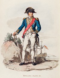 Illustration of an admiral from Picturesque Representations of the Dress and Manners of the English(1814) by <a href="https://www.rawpixel.com/search/William%20Alexander?&amp;page=1">William Alexander</a> (1767-1816). Original from The New York Public Library. Digitally enhanced by rawpixel.
