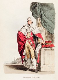 Illustration of a baron from Picturesque Representations of the Dress and Manners of the English(1814) by <a href="https://www.rawpixel.com/search/William%20Alexander?&amp;page=1">William Alexander</a> (1767-1816). Original from New York public library. Digitally enhanced by rawpixel.