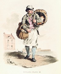 Illustration of baker from Picturesque Representations of the Dress and Manners of the English(1814) by <a href="https://www.rawpixel.com/search/William%20Alexander?&amp;page=1">William Alexander</a> (1767-1816). Original from The New York Public Library. Digitally enhanced by rawpixel.