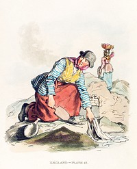 Illustration of welsh women from Picturesque Representations of the Dress and Manners of the English(1814) by <a href="https://www.rawpixel.com/search/William%20Alexander?&amp;page=1">William Alexander</a> (1767-1816). Original from The New York Public Library. Digitally enhanced by rawpixel.
