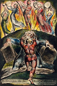 To annihilate the self-hood of deceit &amp; false forgiveness from Milton: a Poem, To Justify the Ways of God to Men by <a href="https://www.rawpixel.com/search/William%20Blake?sort=curated&amp;rating_filter=all&amp;mode=shop&amp;page=1">William Blake</a> (1752-1827). Original from The New York Public Library. Digitally enhanced by rawpixel.