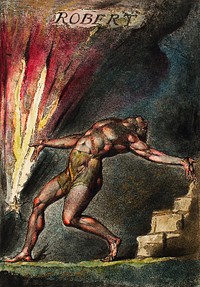 Robert illustration from Milton: a Poem, To Justify the Ways of God to Men by <a href="https://www.rawpixel.com/search/William%20Blake?sort=curated&amp;rating_filter=all&amp;mode=shop&amp;page=1">William Blake</a> (1752-1827). Original from The New York Public Library. Digitally enhanced by rawpixel.