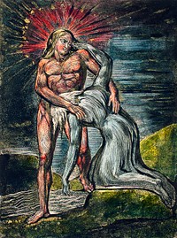 Two figures illustration from Milton: a Poem, To Justify the Ways of God to Men by William Blake (1752-1827). Original from The New York Public Library. Digitally enhanced by rawpixel.