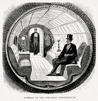 Vintage Illustration of interior of the pneumatic passenger-car