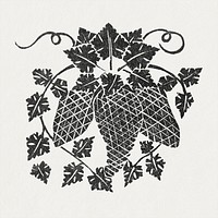 Grapes psd in vintage style print, remixed from artworks by Gerrit Willem Dijsselhof