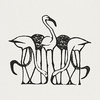 Vintage flamingos psd animal print, remixed from artworks by Gerrit Willem Dijsselhof