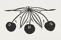 Cherries in black vintage print, remixed from artworks by Gerrit Willem Dijsselhof