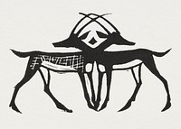 Vintage antelopes animal print, remixed from artworks by Gerrit Willem Dijsselhof