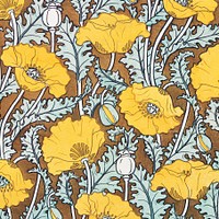 Art nouveau poppy flower pattern design resource