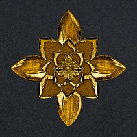 Vintage gold water lily flower design element