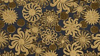 Art nouveau gold chrysanthemum flower pattern design resource