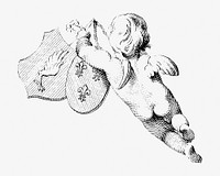 Cupid from Zes putti tonen een doek met tekst (1759) by <a href="https://www.rawpixel.com/search/Cornelis%20Ploos%20van%20Amstel?sort=curated&amp;page=1">Cornelis Ploos van Amstel</a>. Original from The Rijksmuseum. Digitally enhanced by rawpixel.
