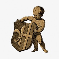 Gold cherub with shield