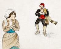 Don Jose presents Carmen his chest, scene from the third act of the opera Carmen (1894) by <a href="https://www.rawpixel.com/search/Julie%20de%20Graag?sort=curated&amp;page=1">Julie de Graag</a> (1877-1924). Original from The Rijksmuseum. Digitally enhanced by rawpixel.