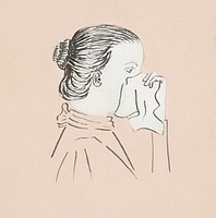 Head of a woman with a handkerchief against her nose (1894) by <a href="https://www.rawpixel.com/search/Julie%20de%20Graag?sort=curated&amp;page=1">Julie de Graag</a> (1877-1924). Original from The Rijksmuseum. Digitally enhanced by rawpixel