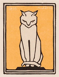 Sitting cat (1916) by <a href="https://www.rawpixel.com/search/Julie%20de%20Graag?sort=curated&amp;page=1">Julie de Graag</a> (1877-1924). Original from The Rijksmuseum. Digitally enhanced by rawpixel.